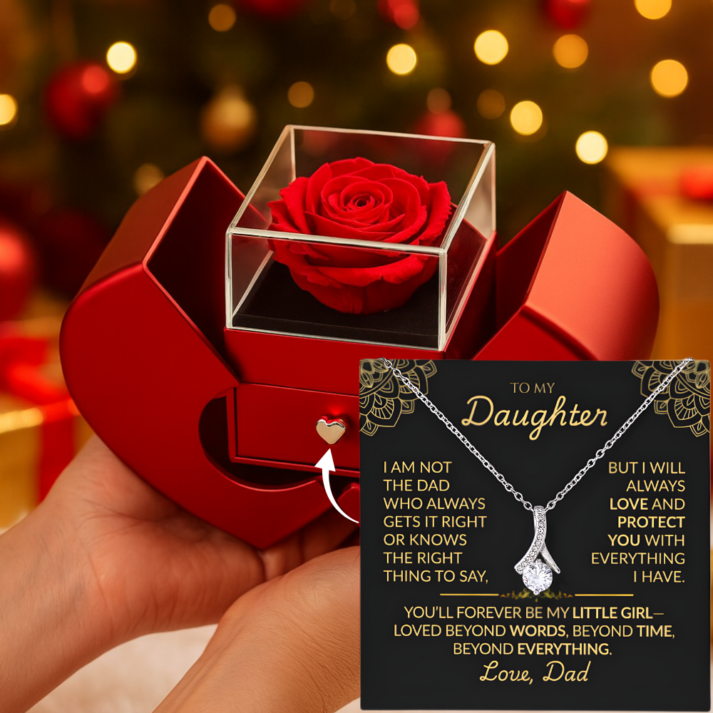 You'll Always Be My Little Girl – Alluring Beauty Necklace in Red Rose Box (From Dad to Daughter)