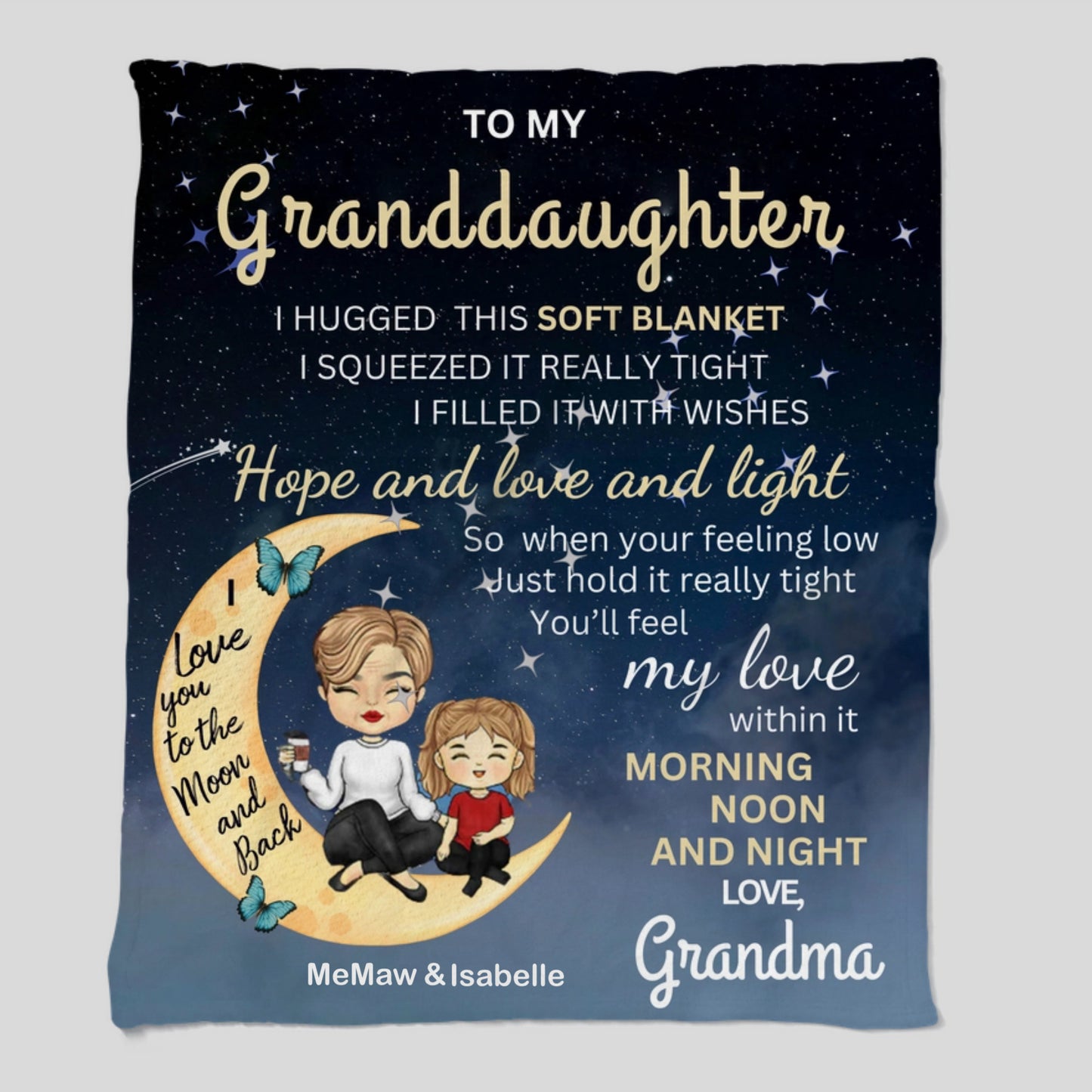 Grandma Hugged This Soft Blanket - Gift For Granddaughter - Personalized Fleece Blanket– 50×60- Birthday, Christmas