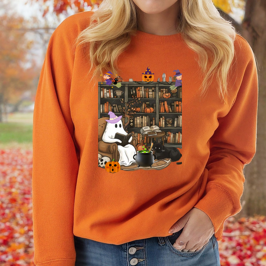 Boo-tiful Halloween Ghost Reading Sweatshirt| Hoodie