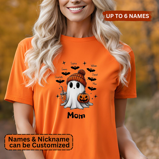 Custom Halloween Ghost T-shirt, Personalized with names, Cute Halloween shirt, Halloween Gift, Mom, Grandma, Aunt shirt