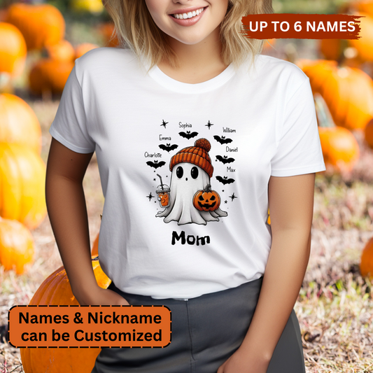 Custom Halloween Ghost T-shirt, Personalized with names, Cute Halloween shirt, Halloween Gift, Mom, Nana, Grandma, Aunt shirt