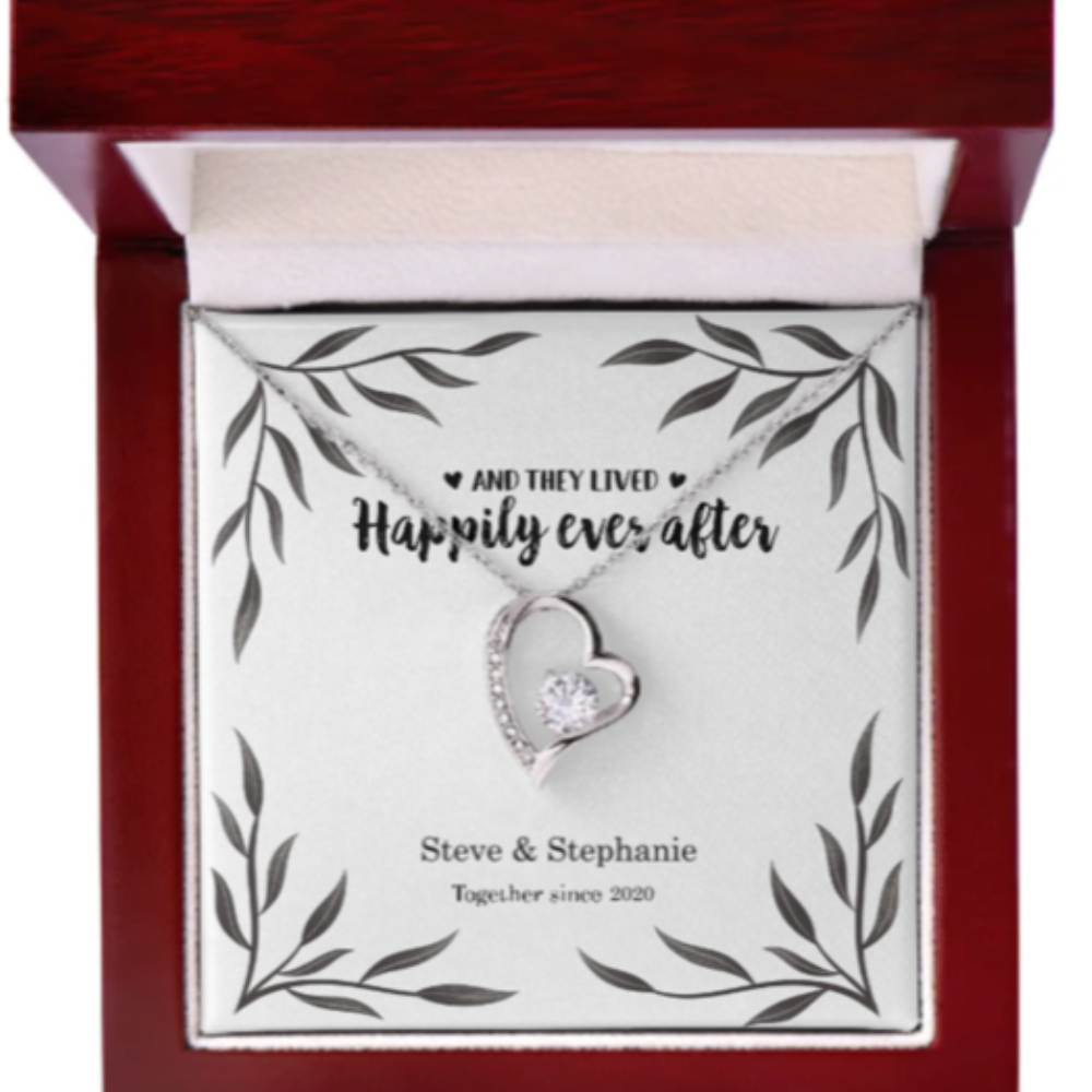 Personalized for Her- I Love You- Forever Love Necklace - 14k white gold finish