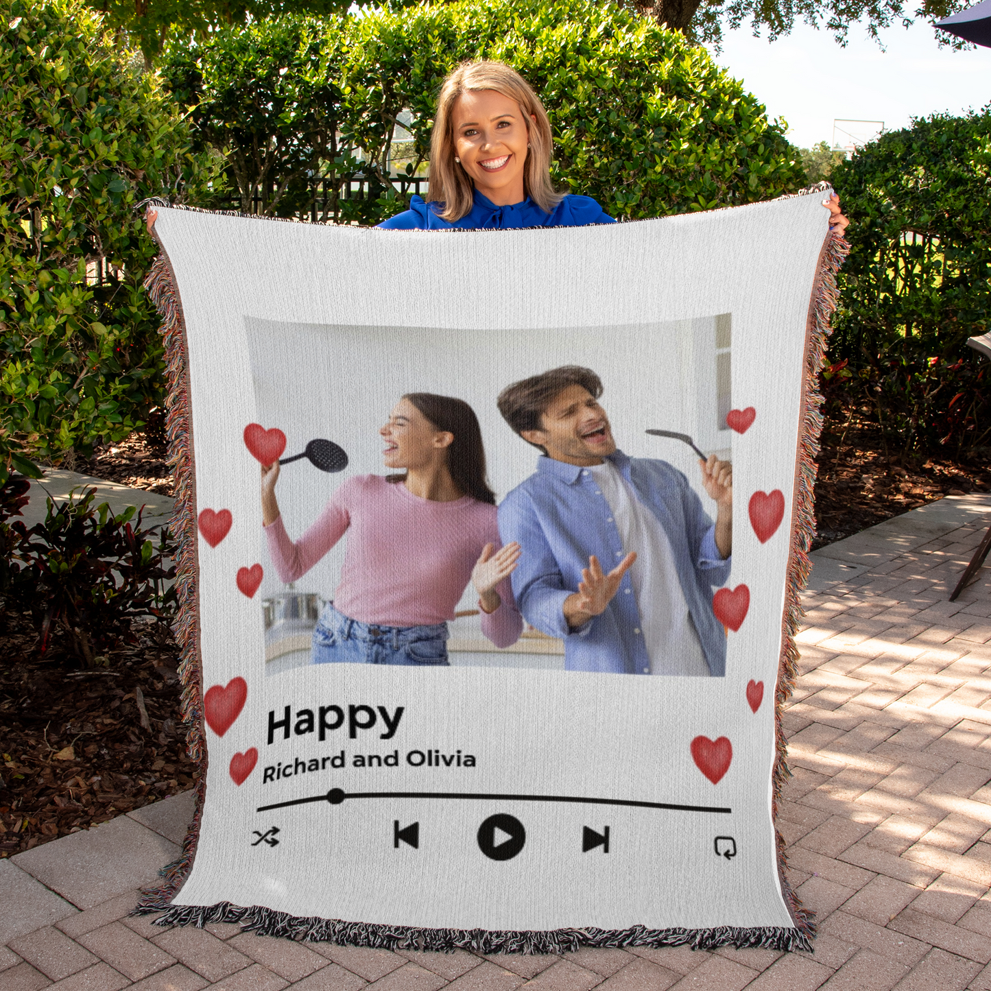 Love Story-Custom Photo- Favorite Song- Heirloom Woven Blanket