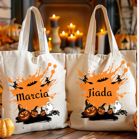 Personalized Halloween Trick or Treat  Canvas Tote Bag