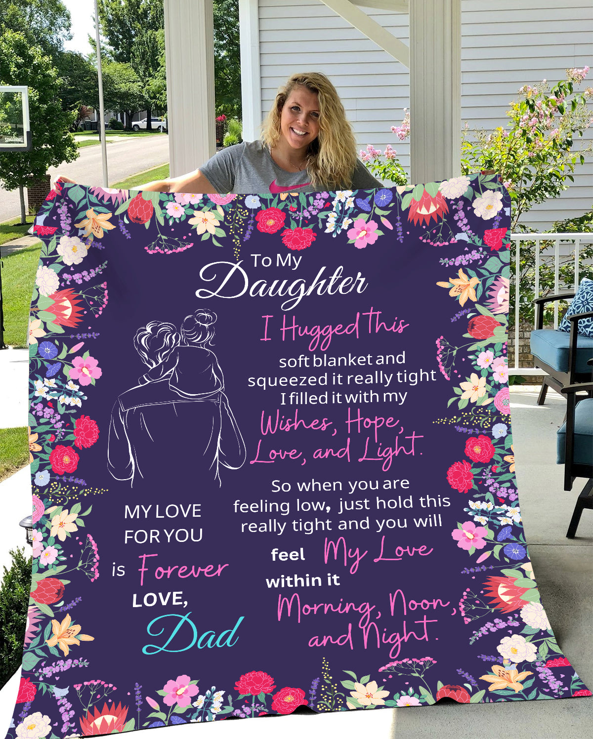 Personalized Daughter| Sweet Words| Jersey Fleece Blanket 50" x 60"|Gift from Mom, Dad, Mom & Dad