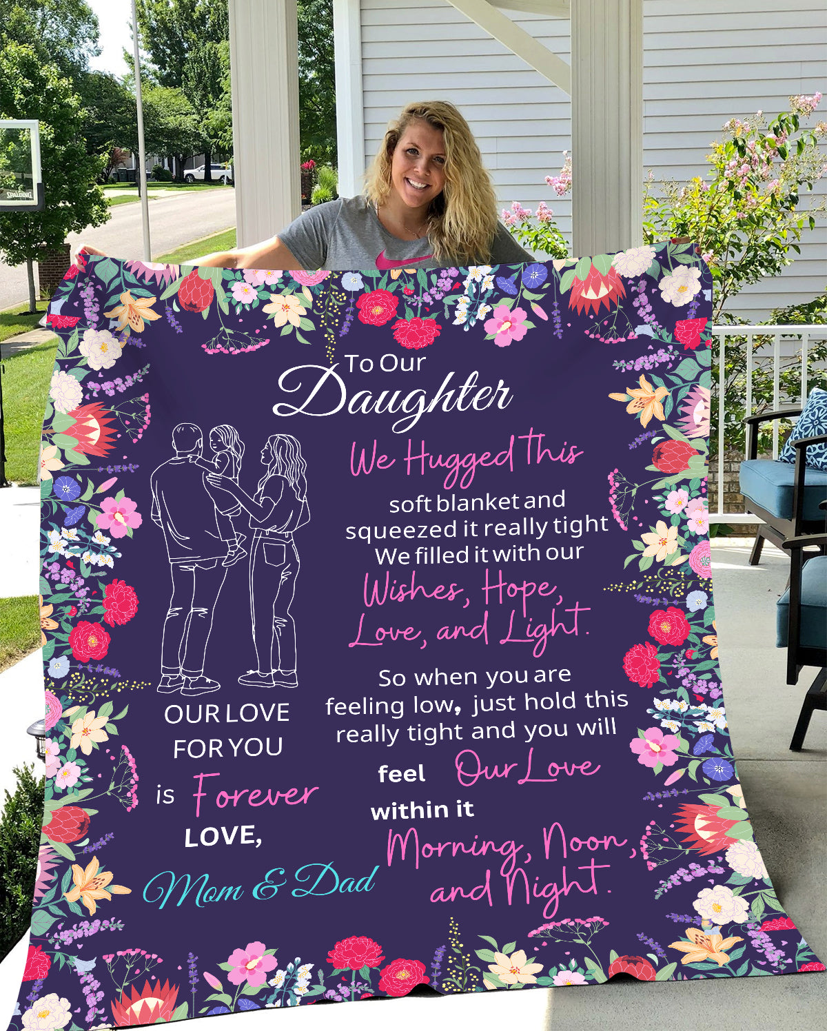 Personalized Daughter| Sweet Words| Jersey Fleece Blanket 50" x 60"|Gift from Mom, Dad, Mom & Dad