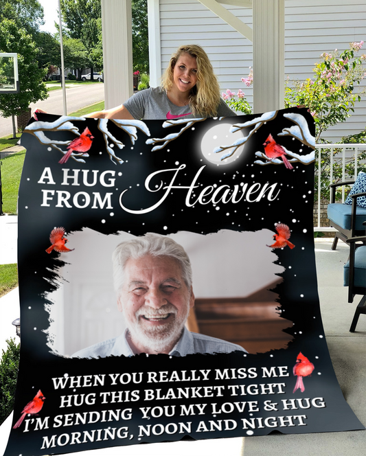 A Hug From Heaven | Personalized Photo Blanket | Gifts For Memorial | Fleece Blanket – 50×60