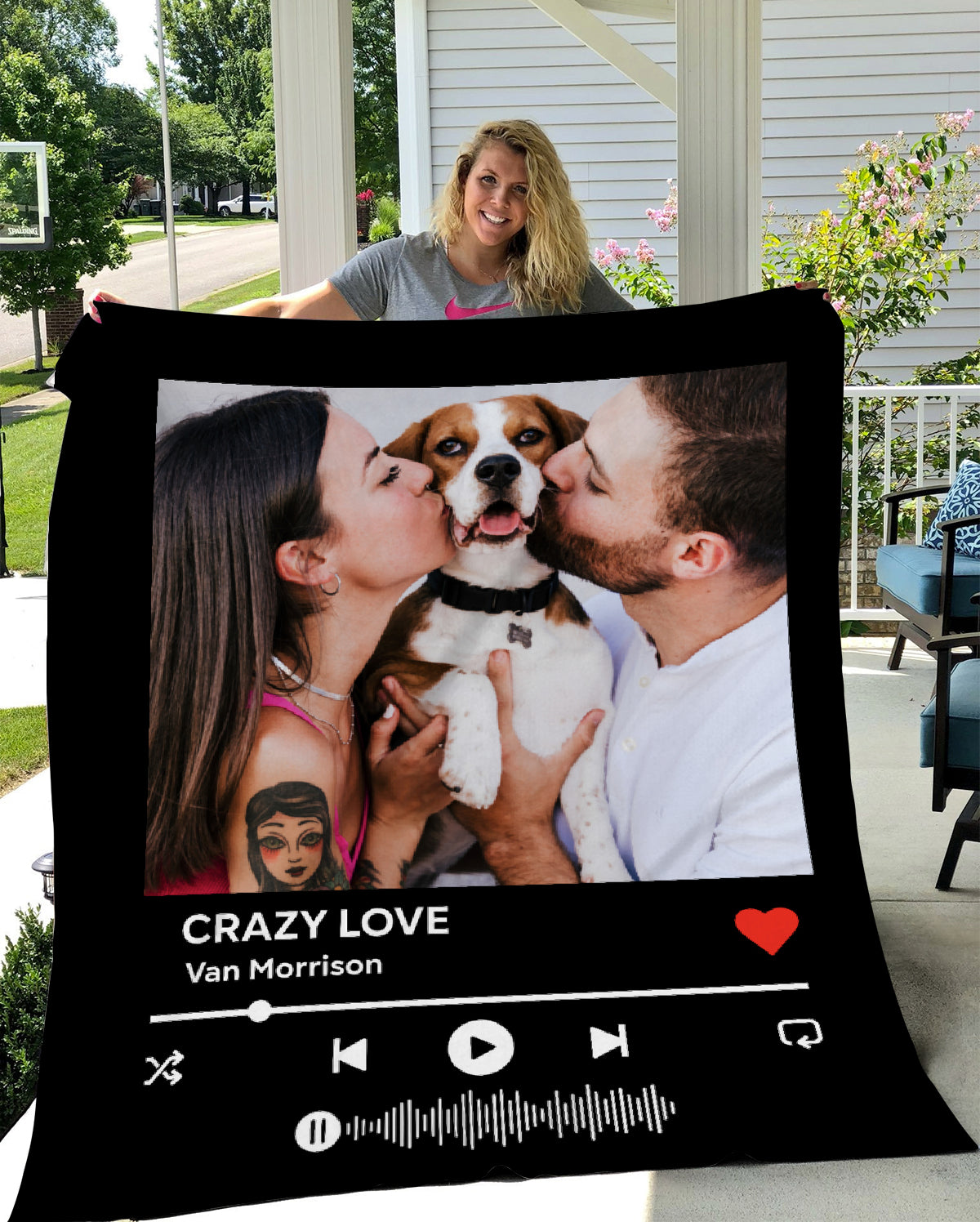 Personalized Music and Photo Fleece Blanket – 50×60  Custom Blanket with Photo for Couples Lover, Custom Blanket Using Photos of Family, Friends, Dog, Cat Or Pet, Christmas, Birthday Valentines Gifts