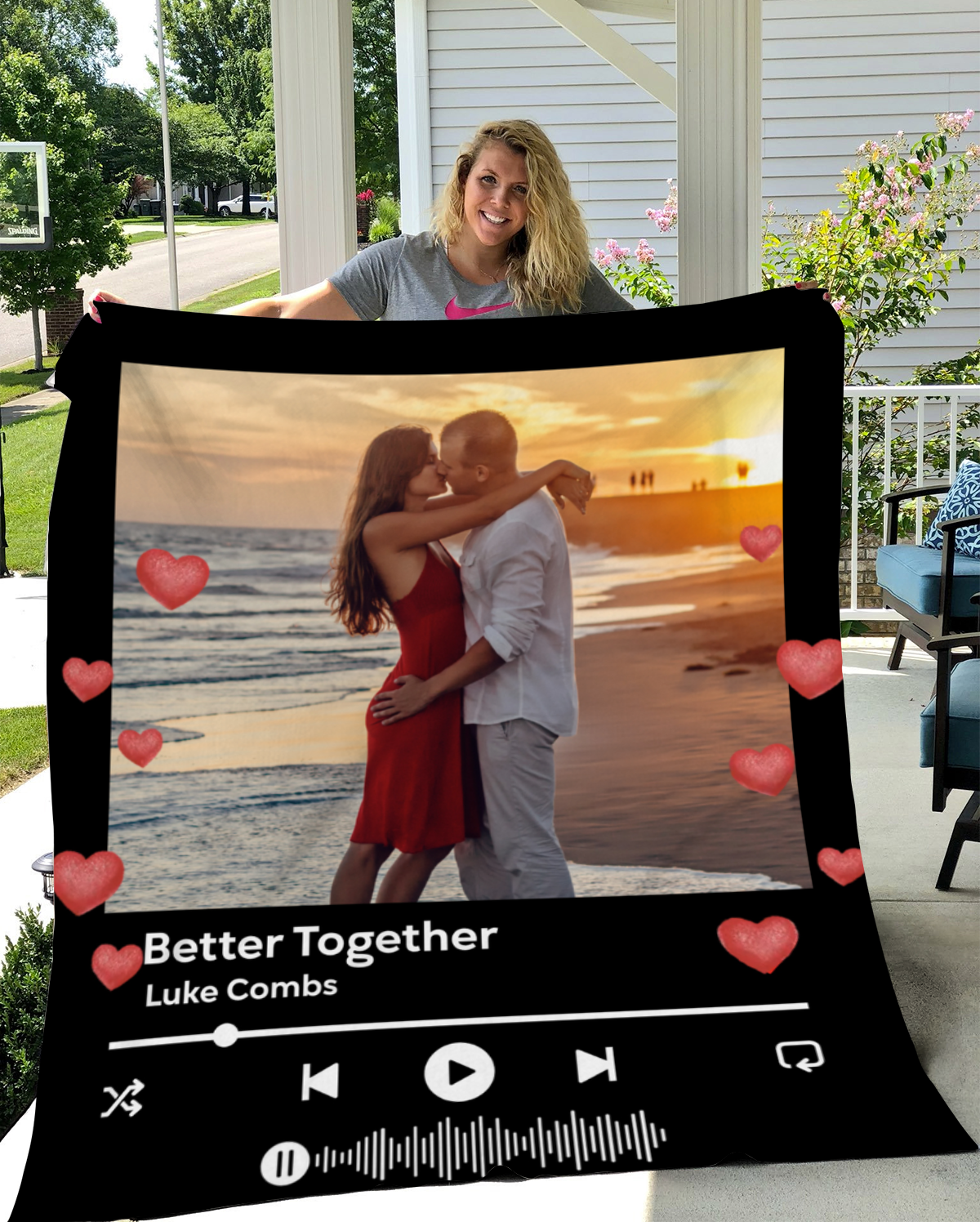 Personalized Music and Photo Fleece Blanket – 50×60  Custom Blanket with Photo for Couples Lover, Custom Blanket Using Photos of Family, Friends, Dog, Cat Or Pet, Christmas, Birthday Valentines Gifts