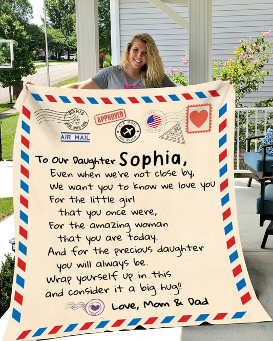 "Sweet Words" Letter To My Daughter- Personalized Fleece Blanket – 50×60