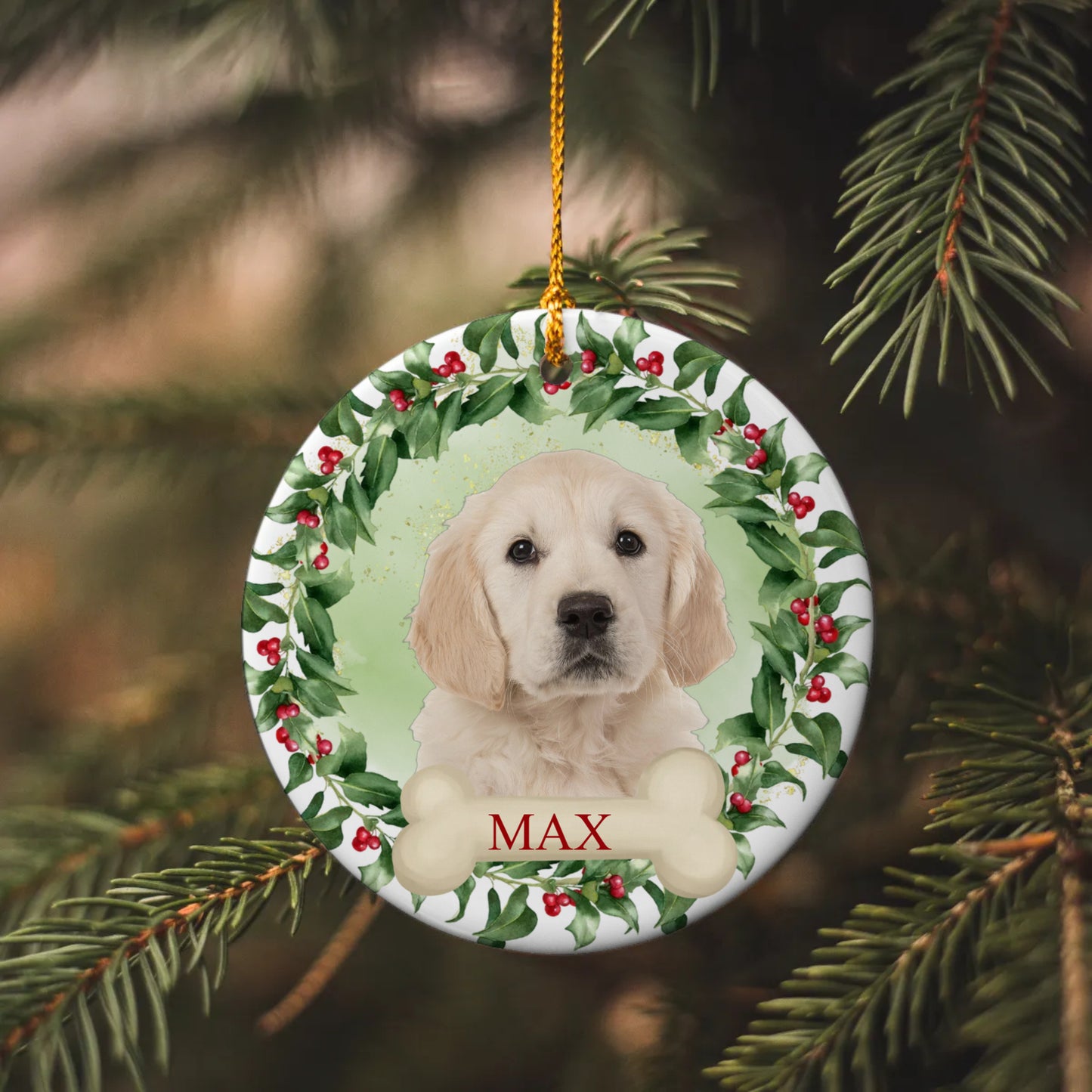 Personalized Dog Photo Christmas Ornament Using Pet's Photo + Name, Custom Ornament, Christmas Dog Ornament Personalized Dog Ornament