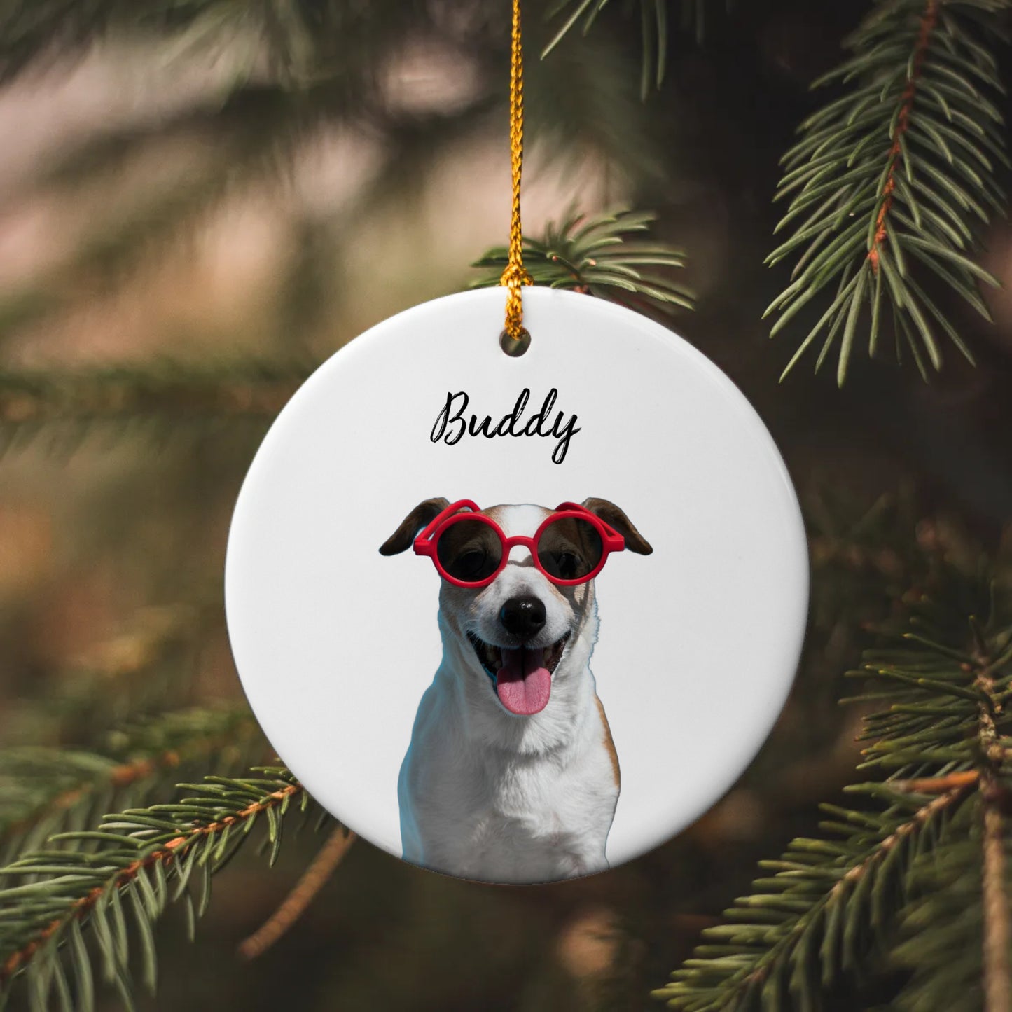 Personalized Pet Ornament Using Pet's Photo + Name, Custom Ornament, Christmas Dog Ornament Personalized Dog Ornament