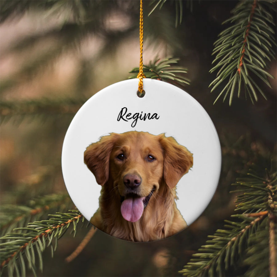 Personalized Pet Ornament Using Pet's Photo + Name, Custom Ornament, Christmas Dog Ornament Personalized Dog Ornament