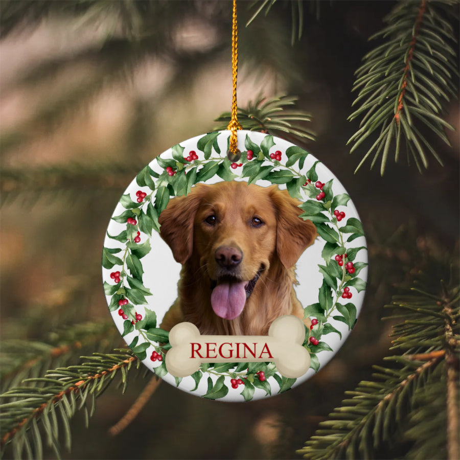 Personalized Dog Photo Christmas Ornament Using Pet's Photo + Name, Custom Ornament, Christmas Dog Ornament Personalized Dog Ornament