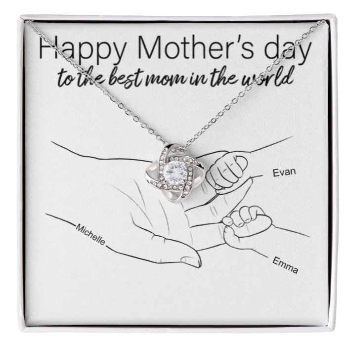 Personalized Gift For Mom-We Love You- Love Knot Necklace