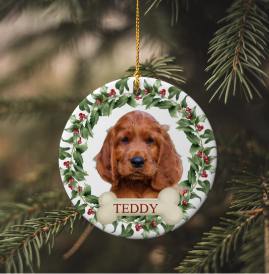 Personalized Dog Photo Christmas Ornament Using Pet's Photo + Name, Custom Ornament, Christmas Dog Ornament Personalized Dog Ornament