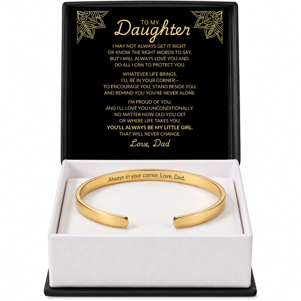 To My Daughter – Always My Little Girl Personalized Cuff Bracelet from Dad
