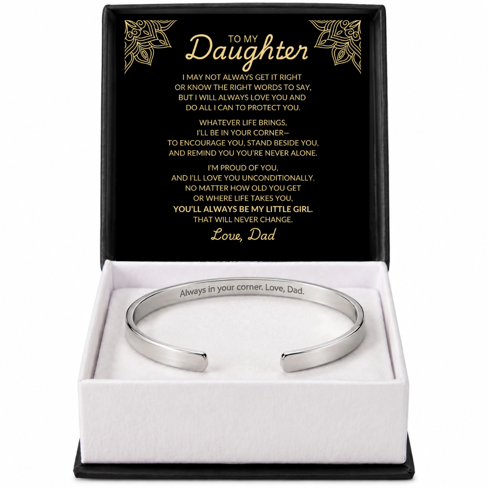 To My Daughter – Always My Little Girl Personalized Cuff Bracelet from Dad