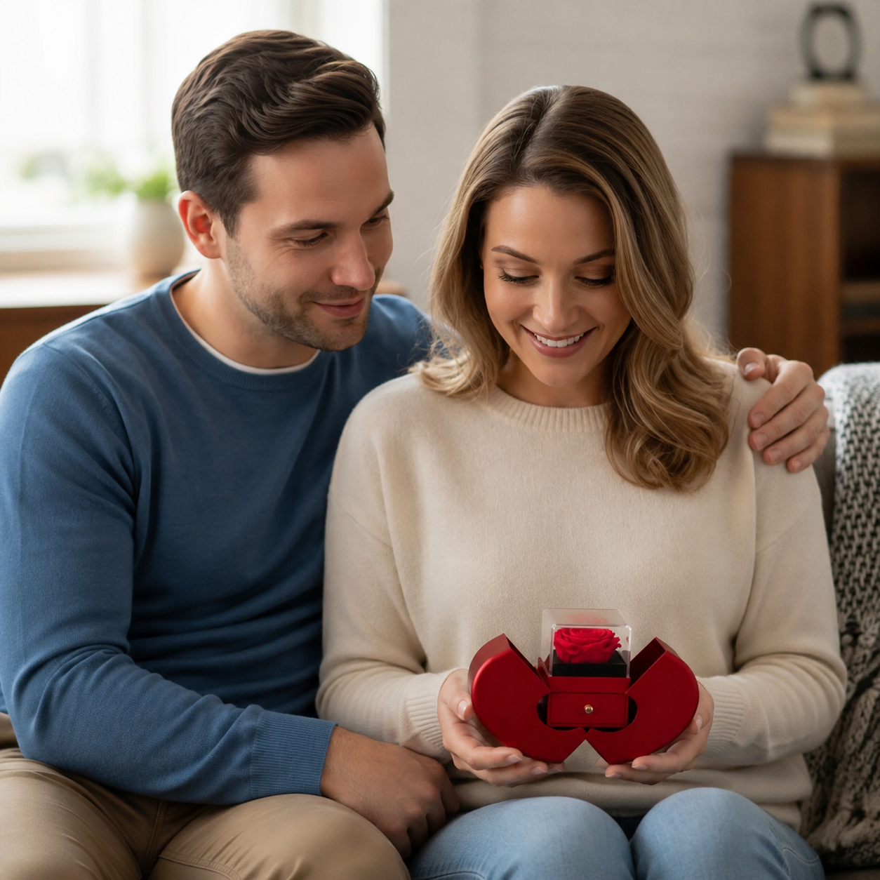To My Beautiful Wife | Love Knot Necklace in Red Heart Rose Gift Box