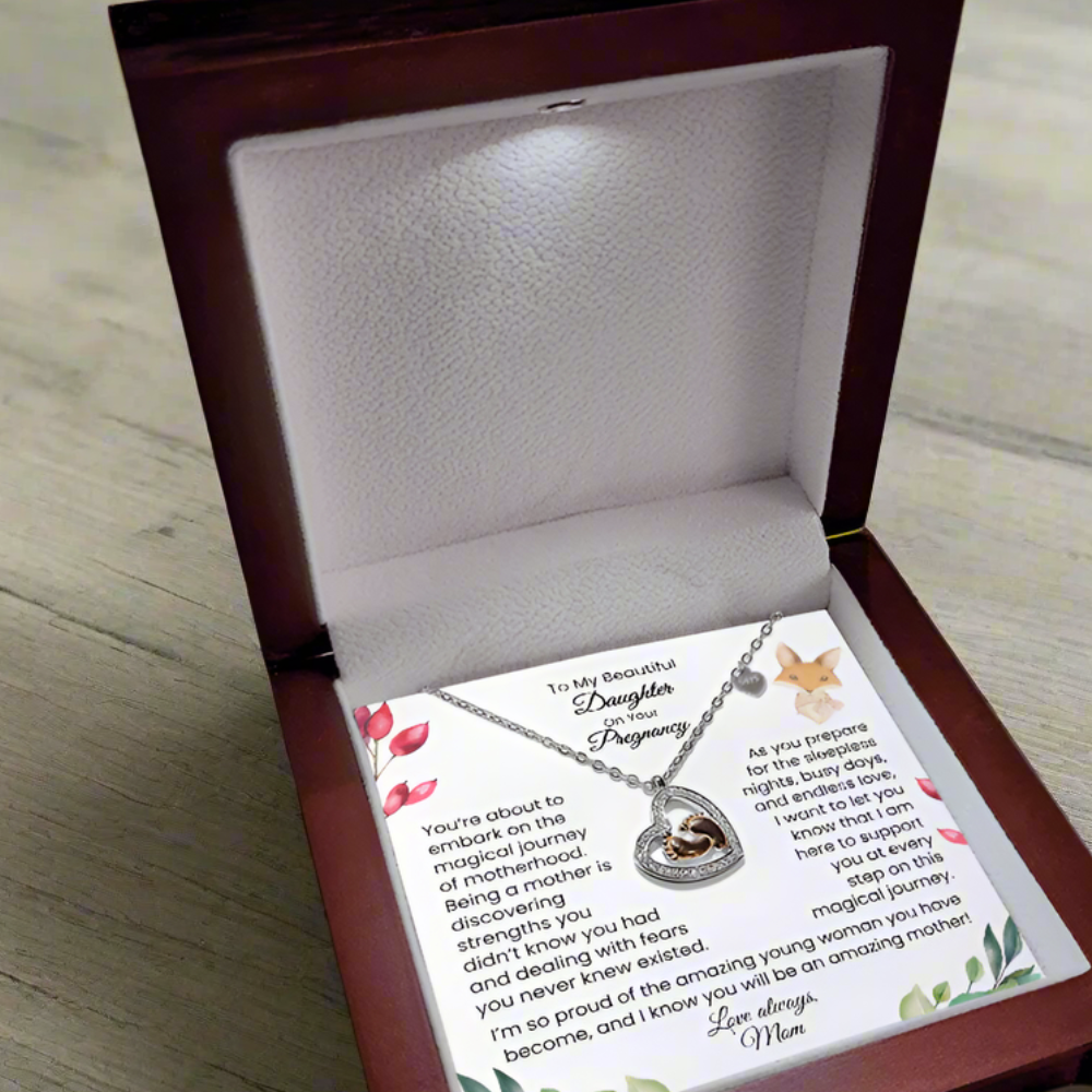 Beautiful Daughter | Motherhood| Baby Feet Heart-shaped Necklace Gift from Mom for Pregnant Mothers