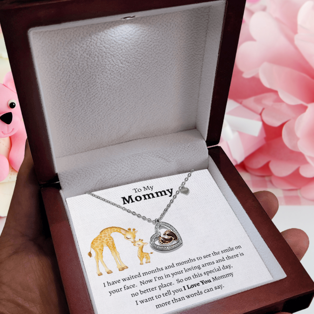 To My Mommy| I Love You| Baby Feet Heart-shaped Necklace Gift for New Mothers