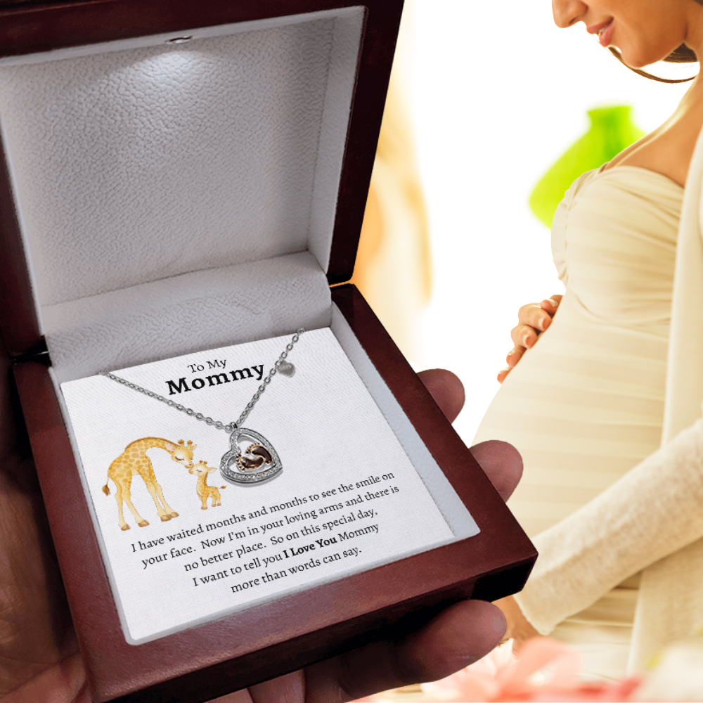 To My Mommy| I Love You| Baby Feet Heart-shaped Necklace Gift for New Mothers