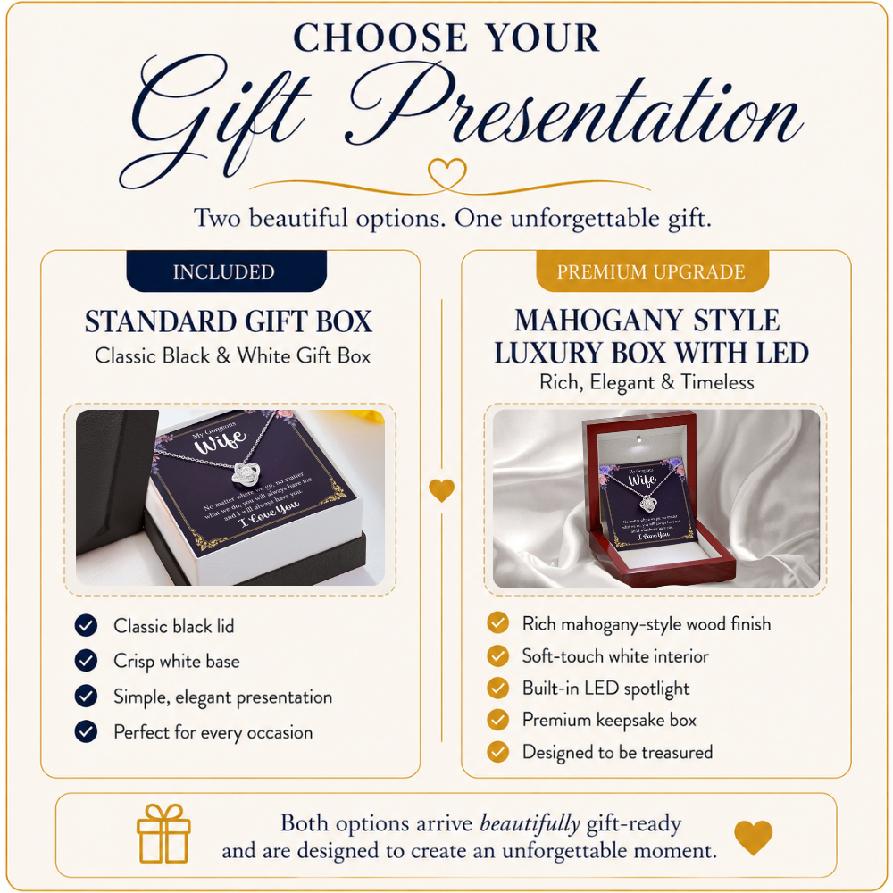 To My Gorgeous Wife – Love Knot Necklace & Flower Gift Set