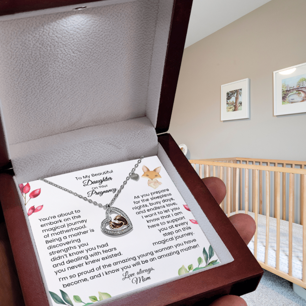 Beautiful Daughter | Motherhood| Baby Feet Heart-shaped Necklace Gift from Mom for Pregnant Mothers