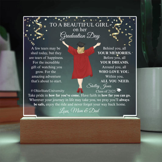 Graduation Gifts For Her - Family Personalized Custom Shaped LED Light- Acrylic Plaque