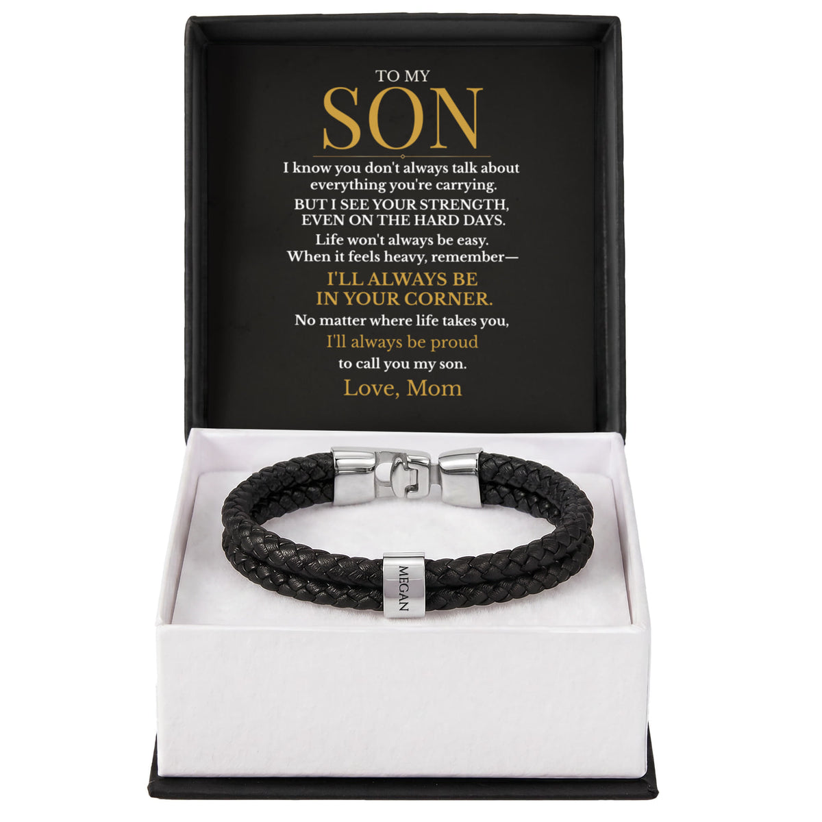 To My Son – Always in Your Corner Personalized Braided Bracelet