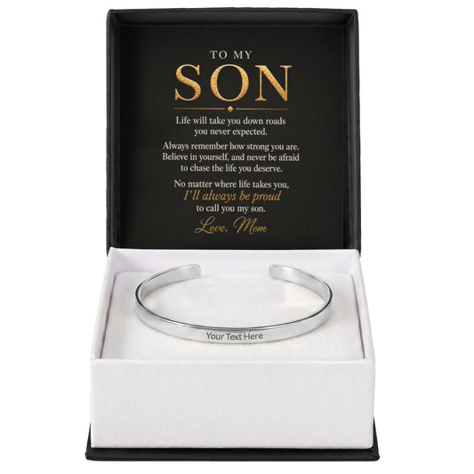 To My Son – I'll Always Be Proud of You Engraved Cuff Bracelet