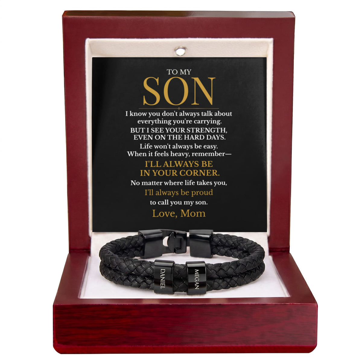 To My Son – Always in Your Corner Personalized Braided Bracelet