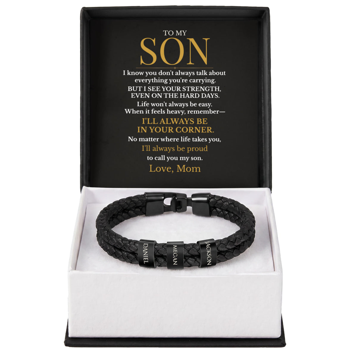 To My Son – Always in Your Corner Personalized Braided Bracelet