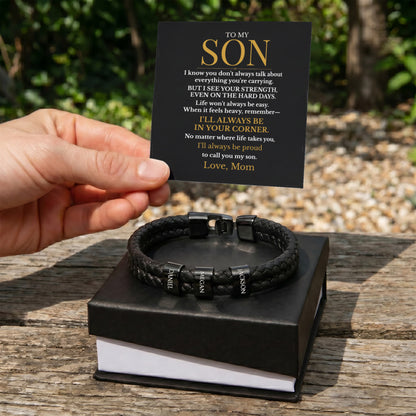 To My Son – Always in Your Corner Personalized Braided Bracelet