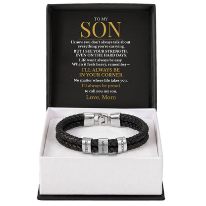 To My Son – Always in Your Corner Personalized Braided Bracelet