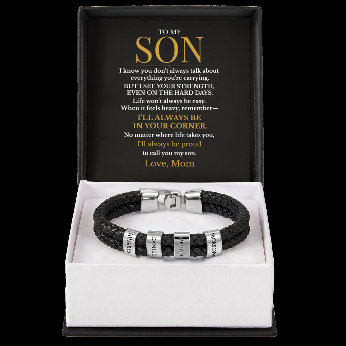 To My Son – Always in Your Corner Personalized Braided Bracelet