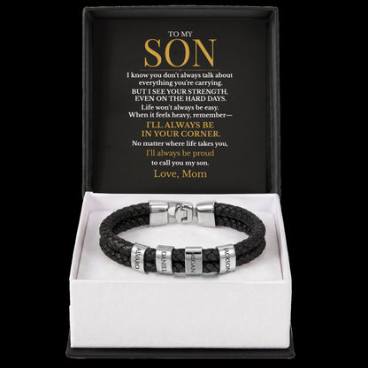 To My Son – Always in Your Corner Personalized Braided Bracelet