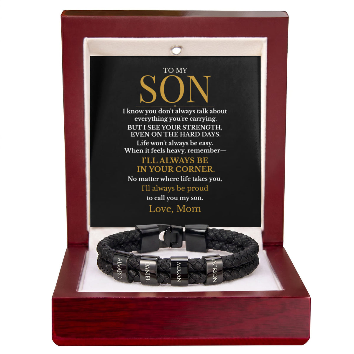 To My Son – Always in Your Corner Personalized Braided Bracelet