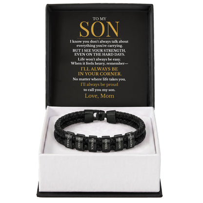 To My Son – Always in Your Corner Personalized Braided Bracelet