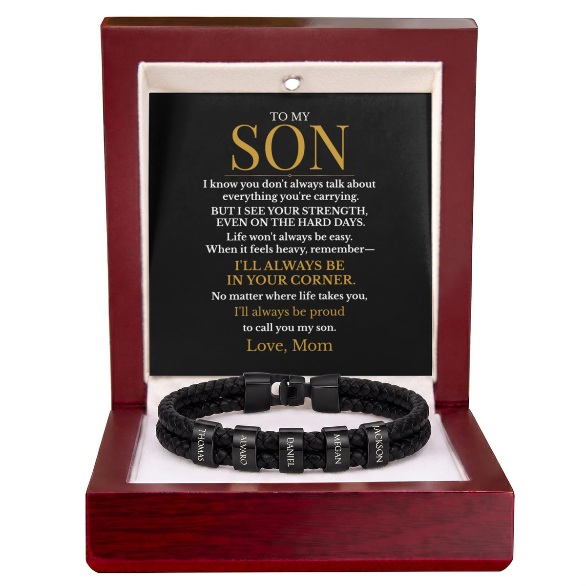 To My Son – Always in Your Corner Personalized Braided Bracelet