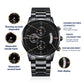 Gift For Fishing Dad-Being A Dad-Engraved Black Chronograph Watch