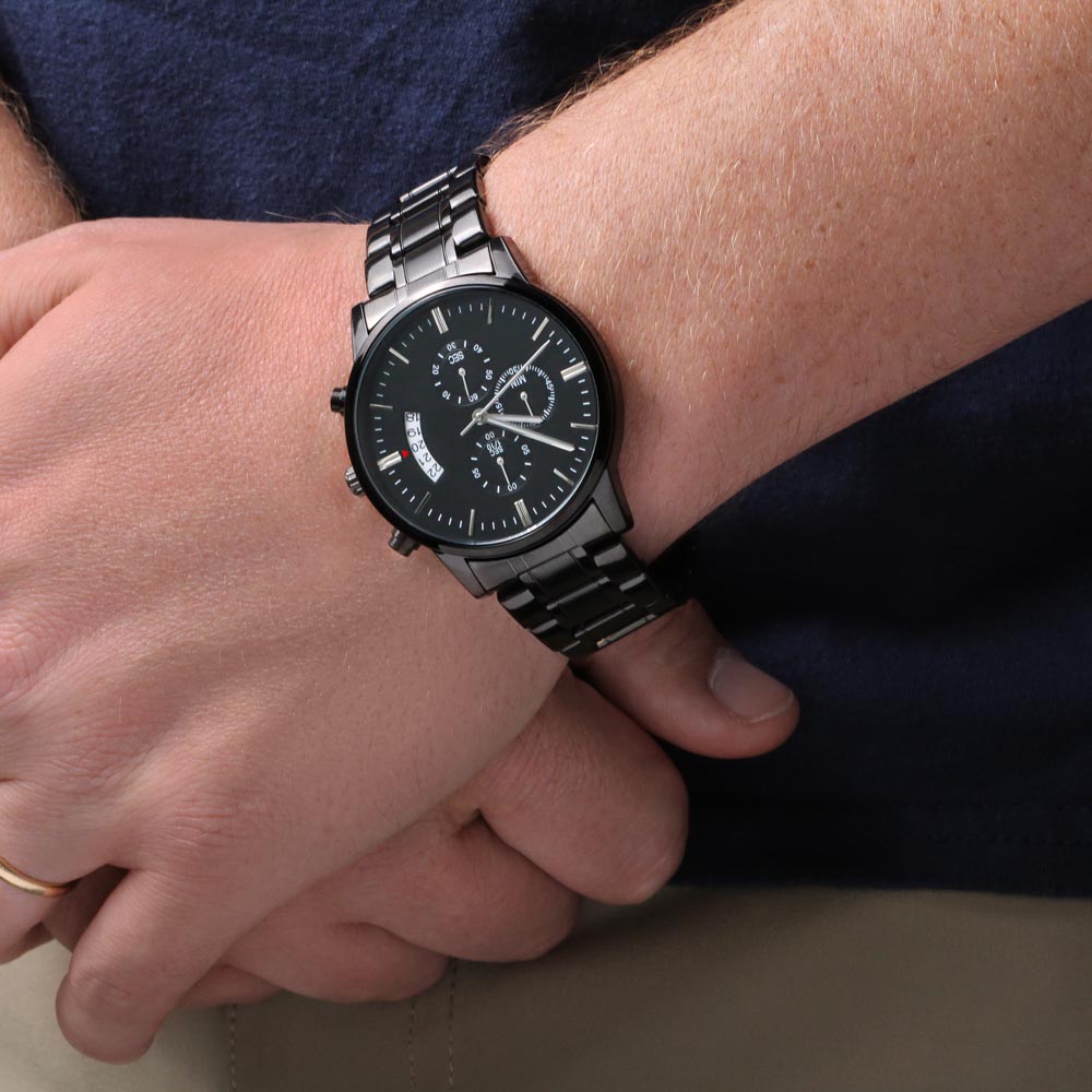 Gift For Dad-I Love Being Dad-Engraved Design Black Chronograph Watch