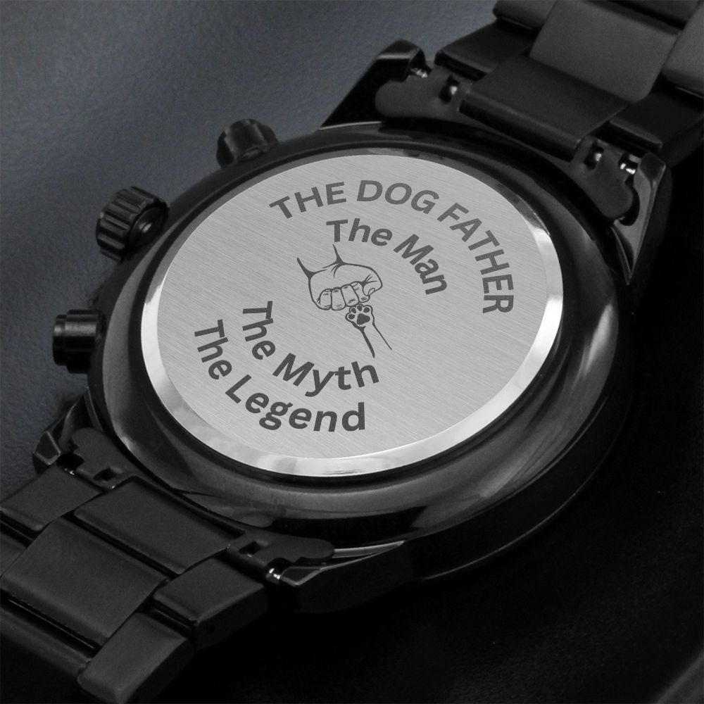 Gift For Dad. The Man- The Legend-Engraved Black Chronograph Watch