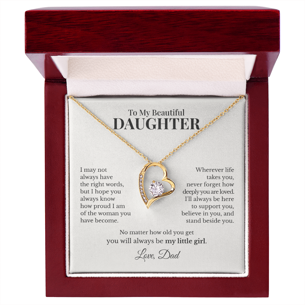 To My Daughter – You'll Always Be My Little Girl Forever Love Necklace from Dad