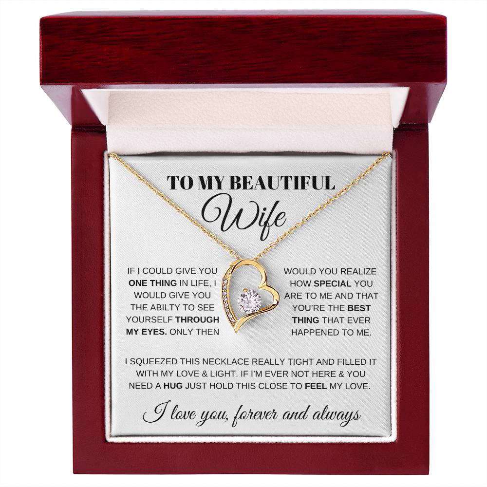 To My Beautiful Wife – Always Here Forever Love Heart Necklace