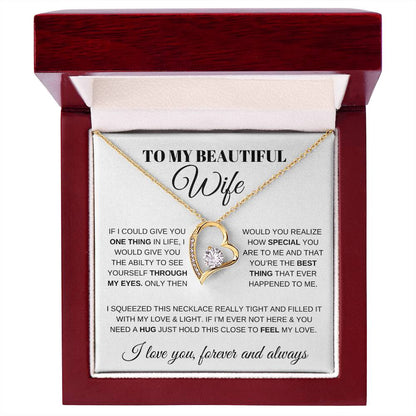 To My Beautiful Wife – Always Here Forever Love Heart Necklace