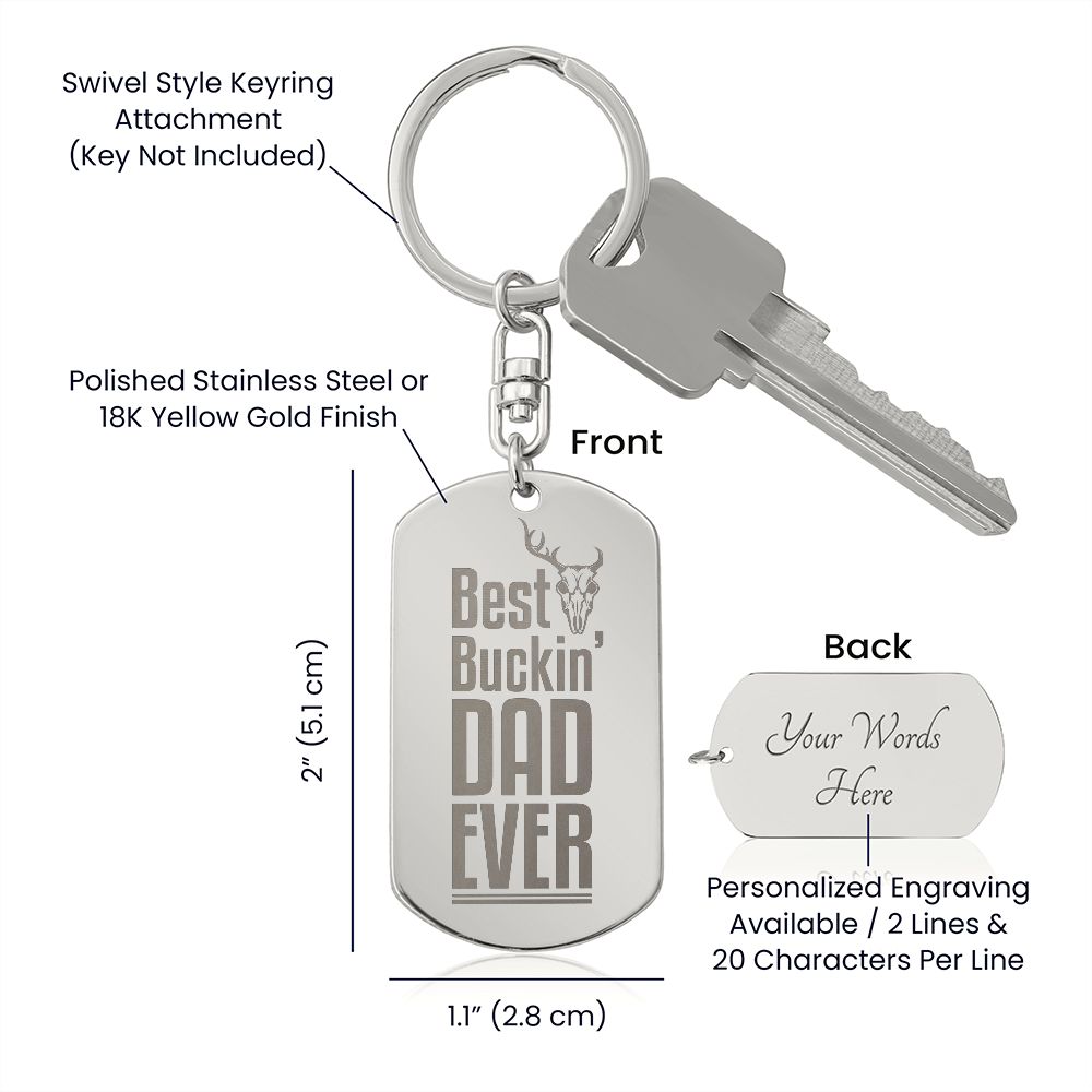 Gift For Dad-Best Buckin Dad Ever-Engraved Key Chain