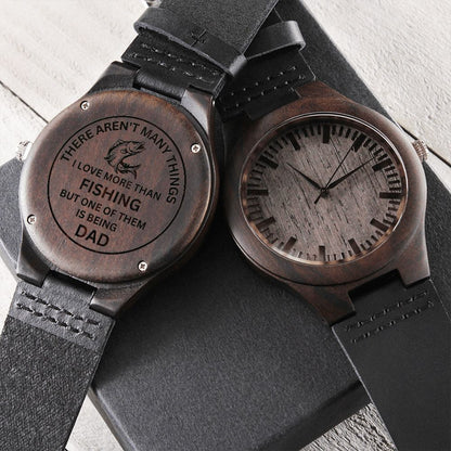 Gift For Fishing Dad-Being Dad- Engraved Wooden Watch