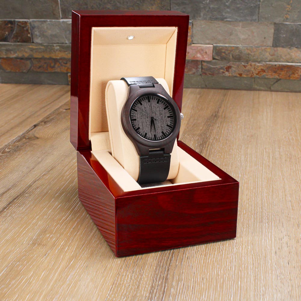 Gift For Fishing Dad-Being Dad- Engraved Wooden Watch