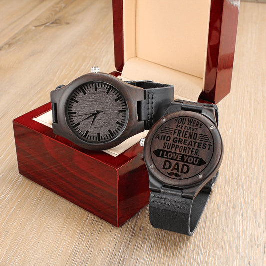 Gift for Dad-Greatest Supporter-Engraved Wooden Watch